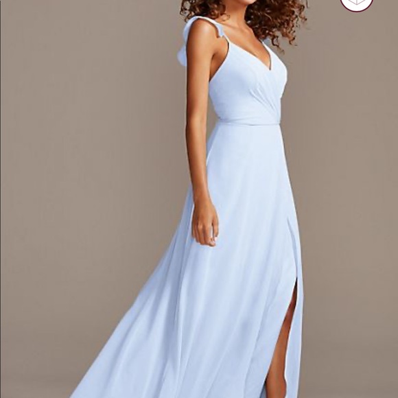 spaghetti strap chiffon bridesmaid dress